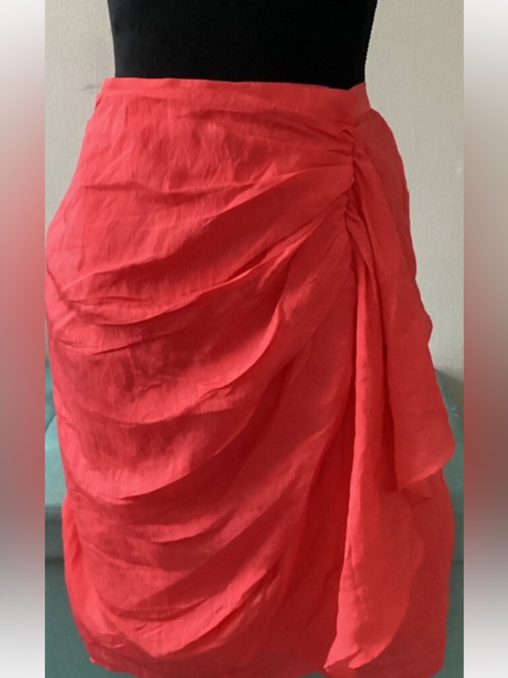 Club Monaco Coral Red Draped Midi Skirt